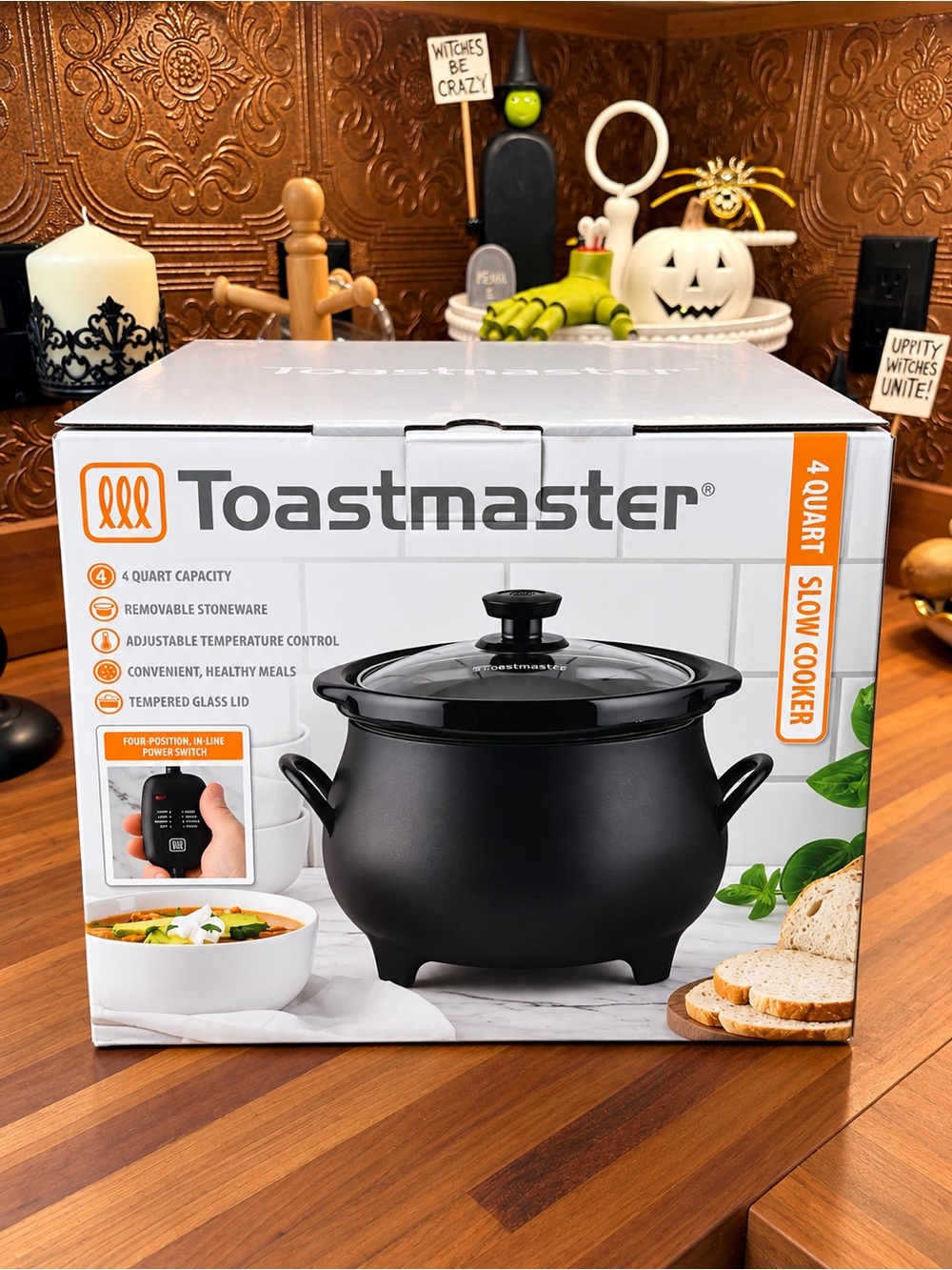 Toastmaster 4-Quart Cauldron Slow Cooker with Removable Stoneware